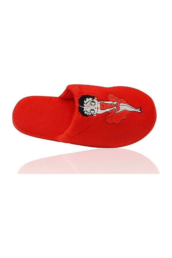 Ultra-Soft Adult Women Plush Pinup Scuffs Cozy Non-Skid Slippers (Belle Red Size Small)