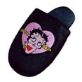 thumbnail image 1 of Betty Boop Ultra-Soft Adult Women Plush Pinup Scuffs Cozy Non-Skid Slippers (Black Heart Size Small), 1 of 4