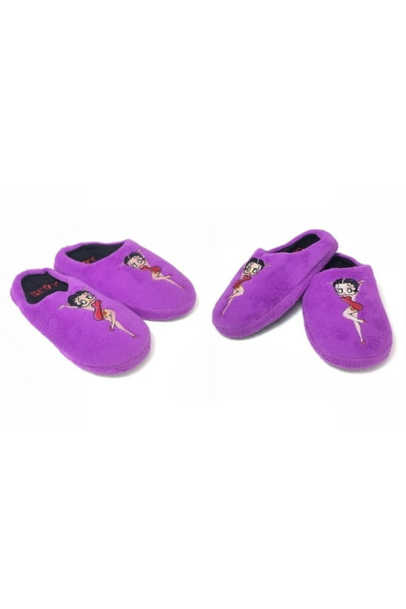 Ultra-Soft Adult Women Plush Pinup Scuffs Cozy Non-Skid Slippers (Medium Size 7/8, Purple)