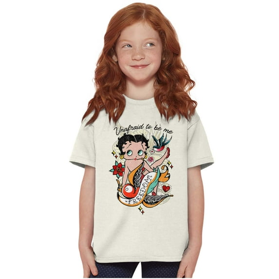 Betty Boop Unafraid To Be Me Tattoo Girls Kids T Shirt Tees Teen Brisco Brands L