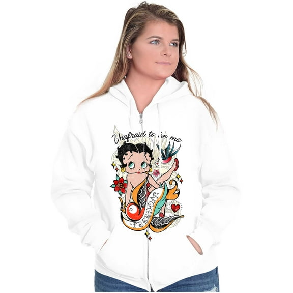 Betty Boop Unafraid To Be Me Tattoo Women Plus Size Zipper Hoodie Brisco Brands 2X