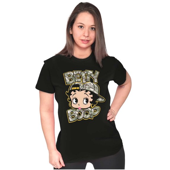Betty Boop Urban Camouflage Head Womens Slim Fit Graphic Tee Brisco Brands X