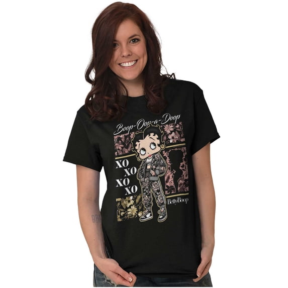Betty Boop Urban Florals XOXO Cartoon Short Sleeve Women's Graphic Tee Brisco Brands S