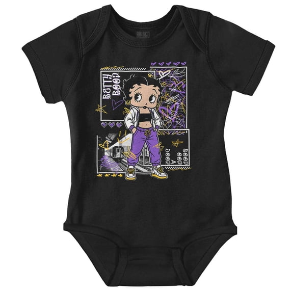 Betty Boop Urban Marker Art Graffiti Baby Girl Short Sleeve Printed Bodysuit Brisco Brands NB