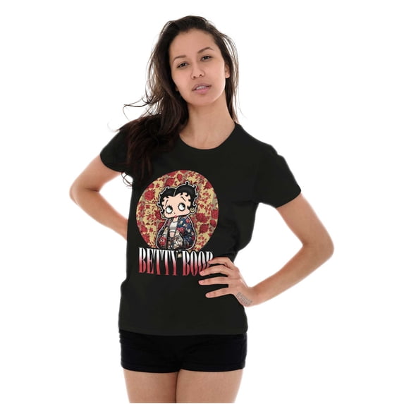 Betty Boop Urban Streetwear Florals Womens Slim Fit Graphic Tee Brisco Brands S