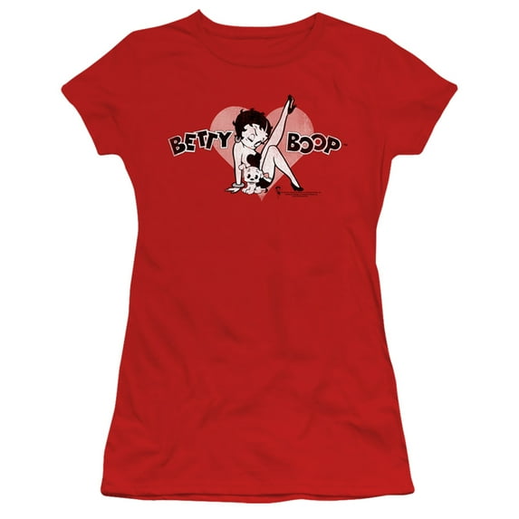 Betty Boop - Vintage Cutie Pup - Juniors Teen Girls Cap Sleeve Shirt - Large