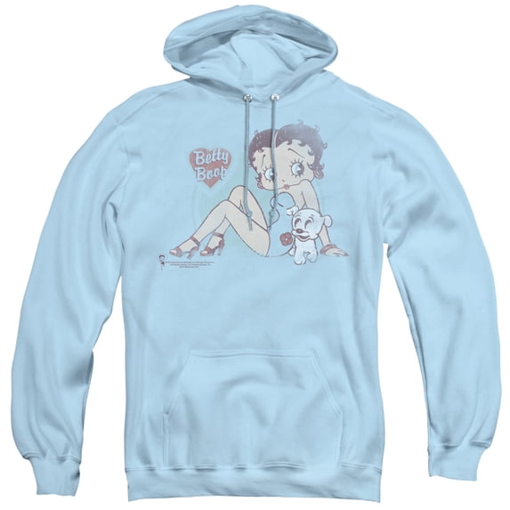 Betty Boop Vintage Pin Pup Adult Pullover Hoodie Sweatshirt Light Blue