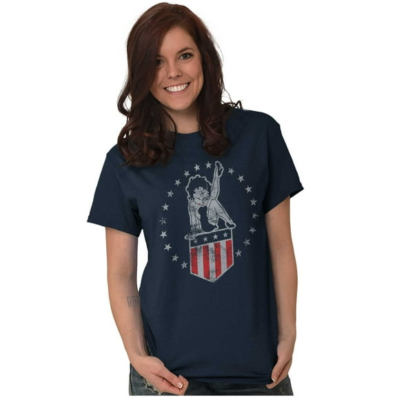 Betty Boop Vintage Pin Up Flag Women's Graphic T Shirt Tees Brisco Brands S