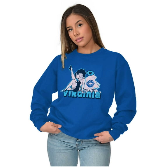 Betty Boop Virginia State Map Outline Women Plus Size Sweatshirt Brisco Brands 3X