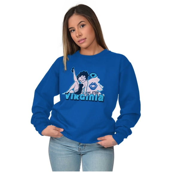 Betty Boop Virginia State Map Outline Women Plus Size Sweatshirt Brisco Brands 3X