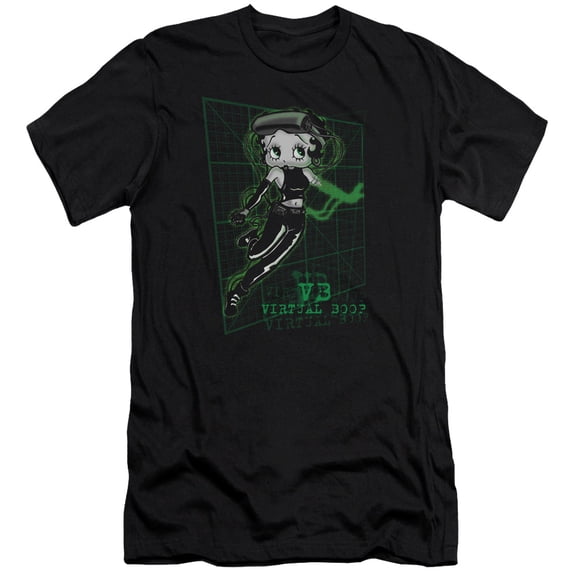 Betty Boop Virtual Boop Premium Canvas T-Shirt Adult Slim Fit 30/1 Black