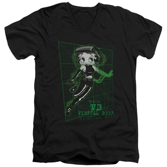 Betty Boop Virtual Boop S/S Adult V-Neck T-Shirt Black
