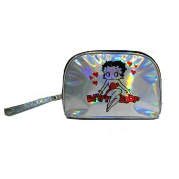 Betty Boop Wallet - Clasp Closure or Zip Around Clutch Wallet Wristlet Phone Case Organizer Wallet with Wrist Strap (Silver Pouch/Wallet)
