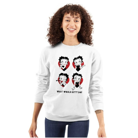 Betty Boop What Would She Hearts Women Crewneck Sweatshirt Brisco Brands S