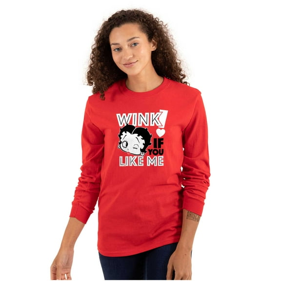 Betty Boop Wink if You Life Me Women's Long Sleeve T Shirt Brisco Brands S