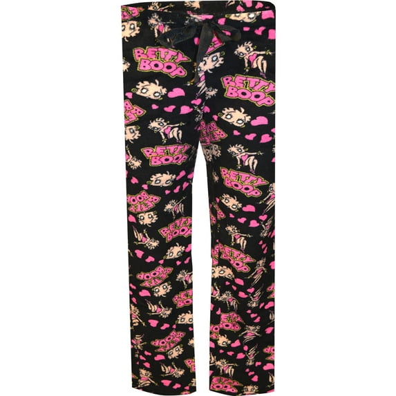 Betty Boop Women's Betty Boop Black Plush Lounge Pants (Large)