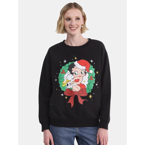 Betty Boop Women’s Christmas Sweatshirt, Sizes XXS-2XL
