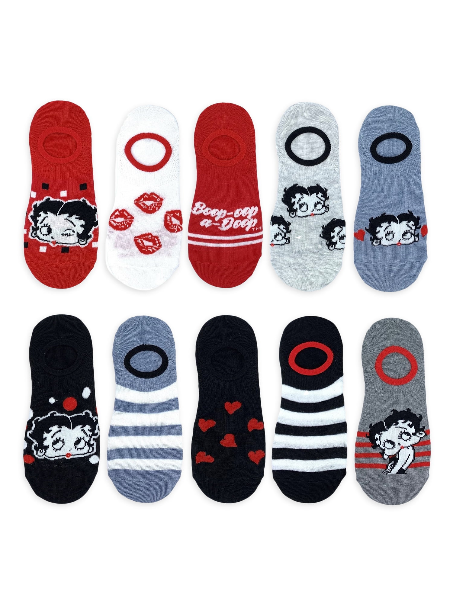Betty Boop Women's Stay-Put Liner Socks, 10-Pack, Size 4-10