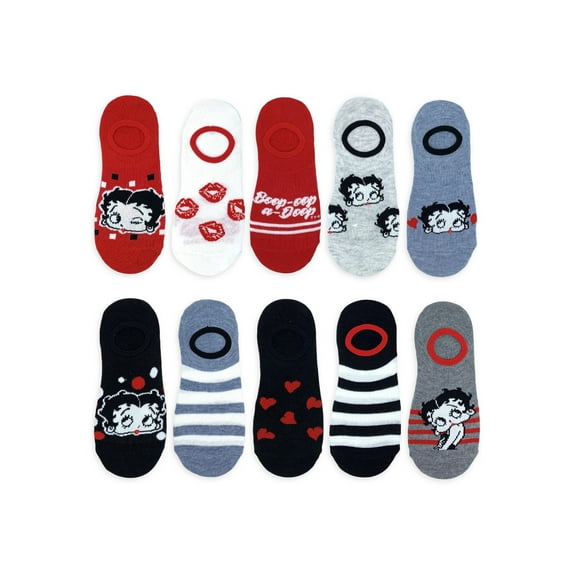 Betty Boop Women's Stay-Put Liner Socks, 10-Pack, Size 4-10