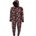 thumbnail image 1 of Betty Boop Womens Betty Boop Black Plus Size Plush Onesie Hoodie Pajama (2XL/3XL), 1 of 2
