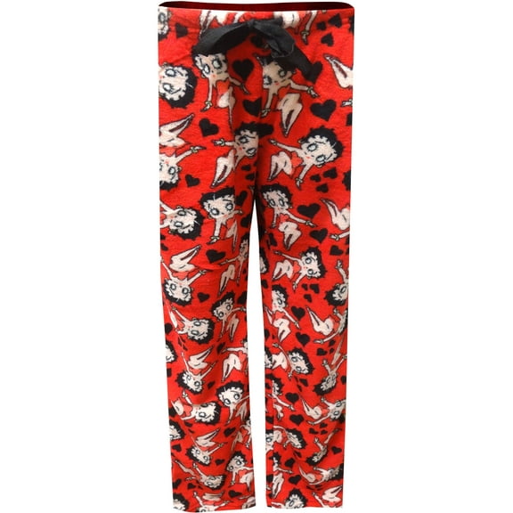 Betty Boop Womens Betty Boop Signature Red Plush Lounge Pants (Medium)