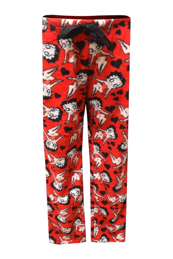 Womens Betty Boop Signature Red Plush Lounge Pants (Medium)