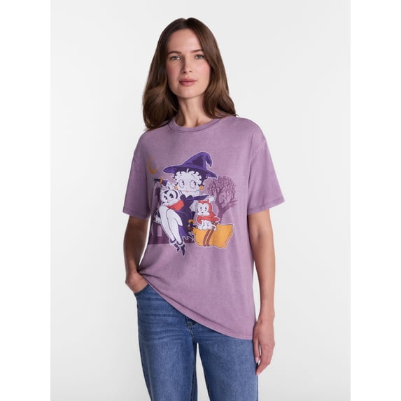 Betty Boop Women's Washed Halloween Tee, Sizes XXS-XXL