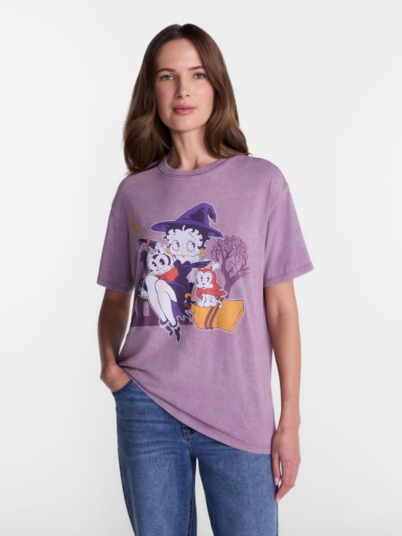 Betty Boop Women's Washed Halloween Tee, Sizes XXS-XXL