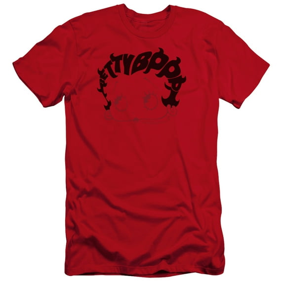 Betty Boop Word Hair Premium Canvas T-Shirt Adult Slim Fit 30/1 Red
