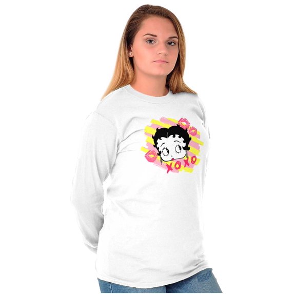 Betty Boop XO Hugs and Kisses Women's Long Sleeve T Shirt Brisco Brands S