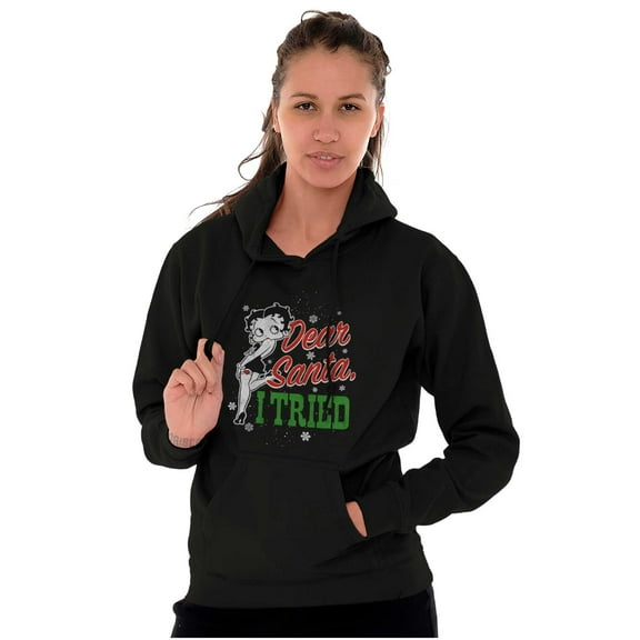 Betty Boop Xmas Dear Santa I Tried Hoodie Sweatshirt Women Brisco Brands S