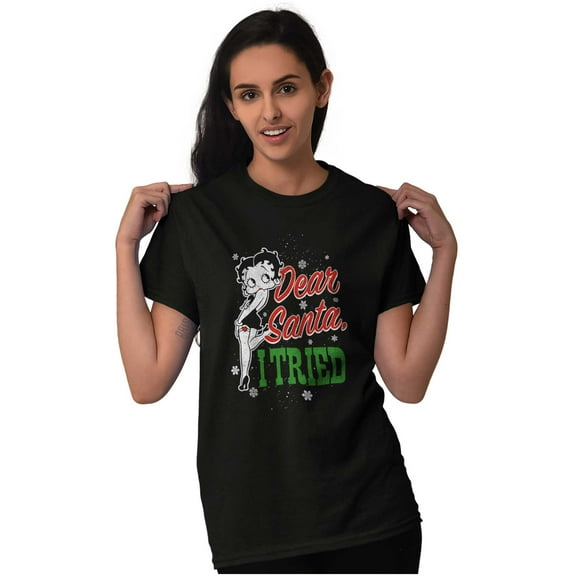 Betty Boop Xmas Dear Santa I Tried Women's Graphic T Shirt Tees Brisco Brands S