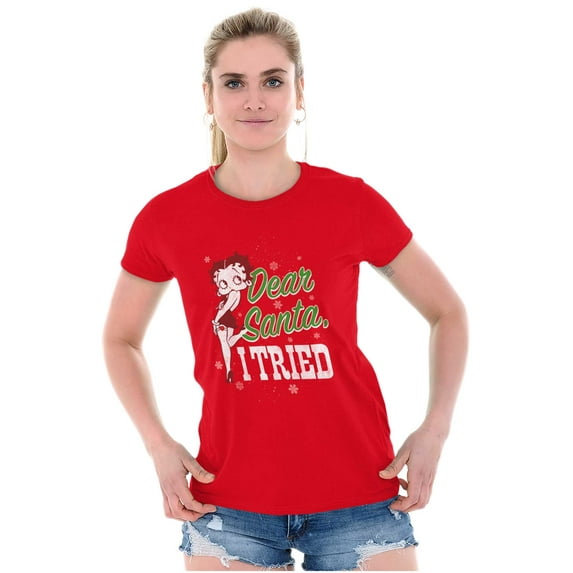 Betty Boop Xmas Dear Santa I Tried Women's Plus Size Shirt Brisco Brands 3X