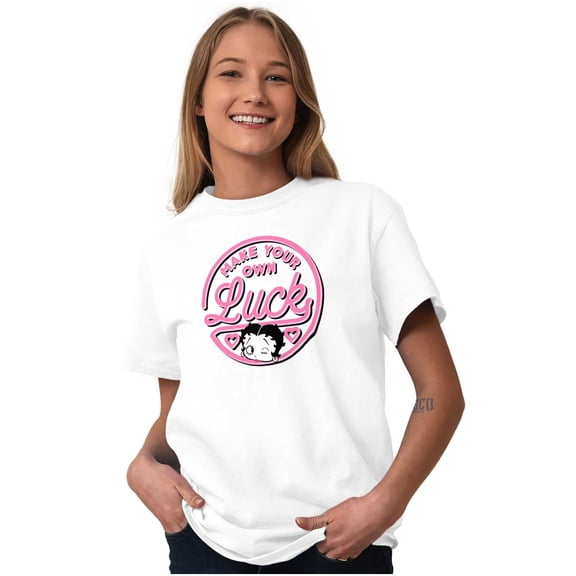 Betty Boop Your Own Luck Girl Power Women's Graphic T Shirt Tees Brisco Brands X
