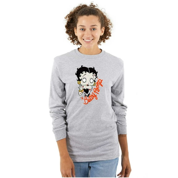Betty Boop Zombie Cartoon Skeleton Women Plus Size Long Sleeve Tee Brisco Brands 3X