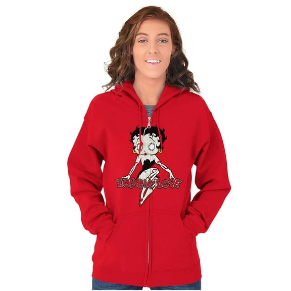Betty Boop Zombie Love Attitude Zip Hoodie Sweatshirt Women Brisco Brands L