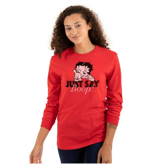 Betty Boop and Pudgy Adorable Cute Women's Long Sleeve T Shirt Brisco Brands S