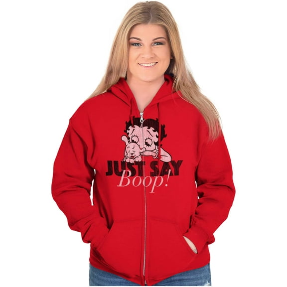 Betty Boop and Pudgy Adorable Cute Zip Hoodie Sweatshirt Women Brisco Brands M