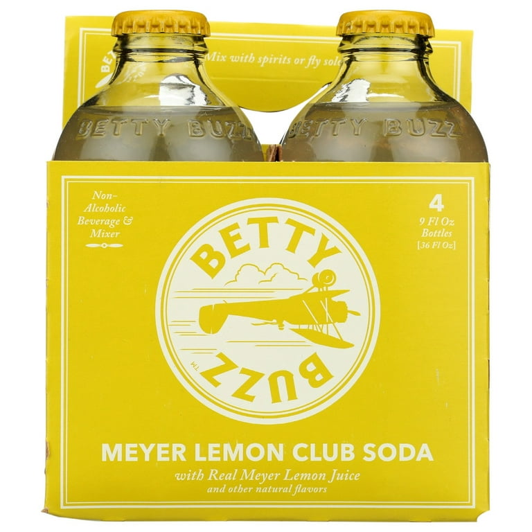 Betty Buzz: Meyer Lemon Club Soda Cocktail Mixer 4 Pack, 36 Fo