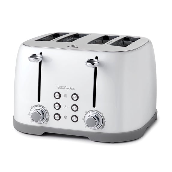 Multislice Control Toaster Betty Crocker 4-Slice Toaster with Wide Slots, Toast Control, Crumb ...