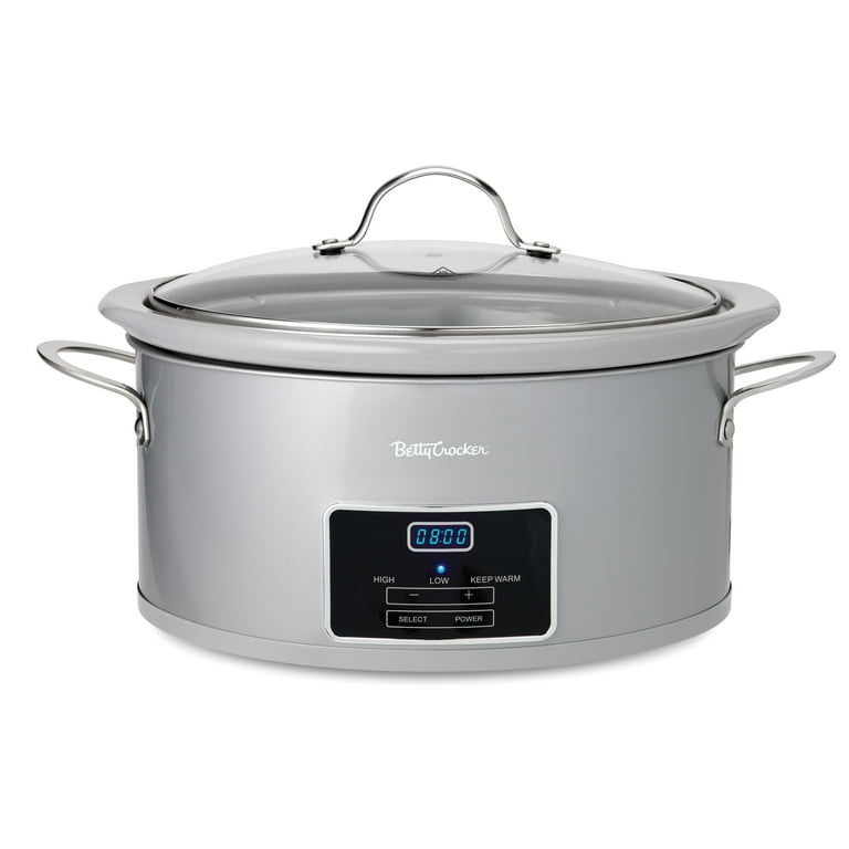 Easy Pot 6 Qt. Silver Electric Slow Cooker with LED Display Easy Pot 6 Qt. Silver Electric Slow Cooker with LED Display