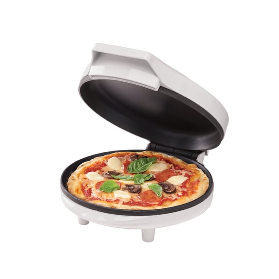 Betty Crocker 8-Inch Travel Pizza Maker Plus, Indoor Electric Grill with Insulated Travel Bag, Nonstick Pan for Pizzas, Quesadillas, Nachos and more, Personal Pizza Machine, 760W, BC-4959CW, White