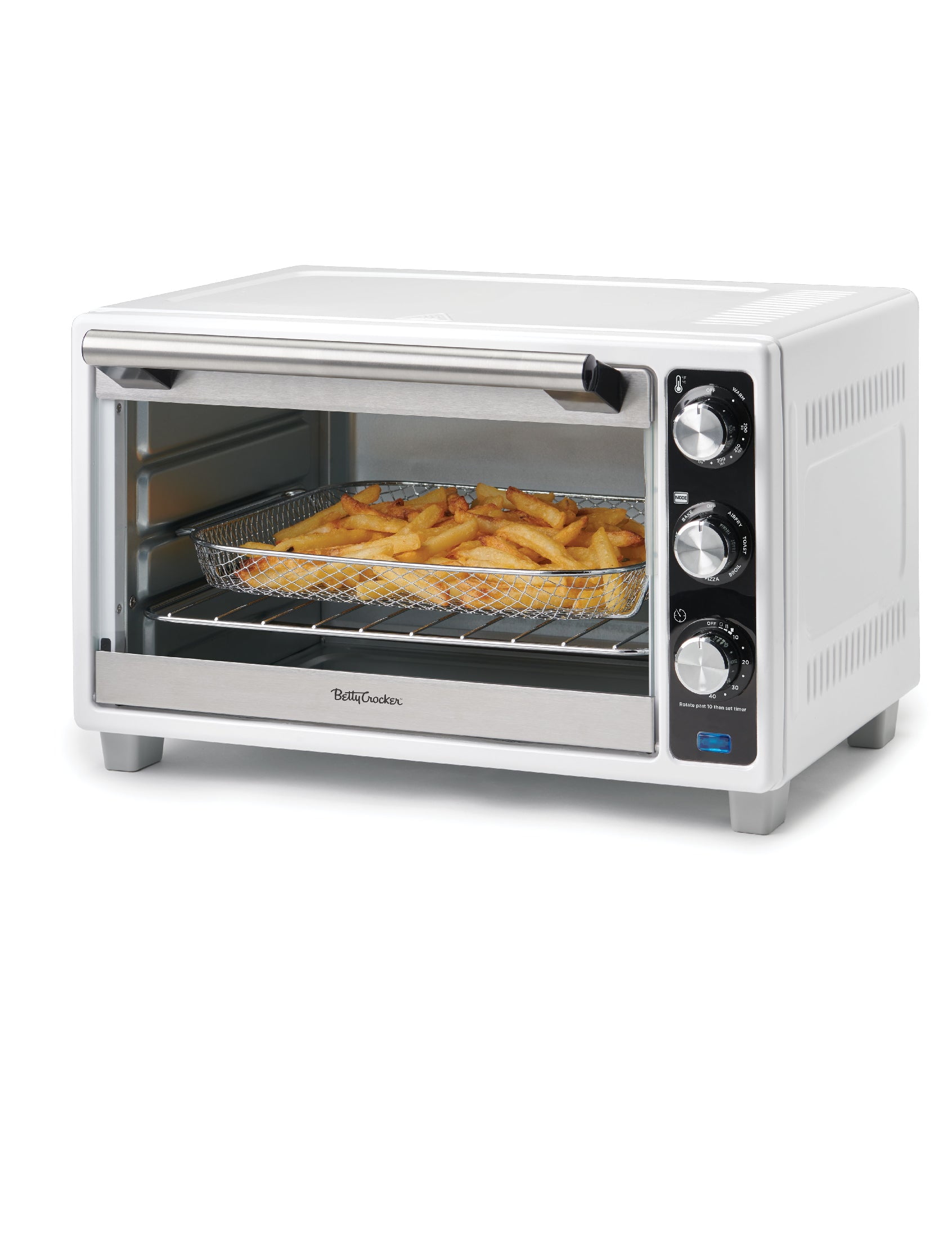 White Stainless Steel 6-Slice Air Fryer Convection Toaster Oven