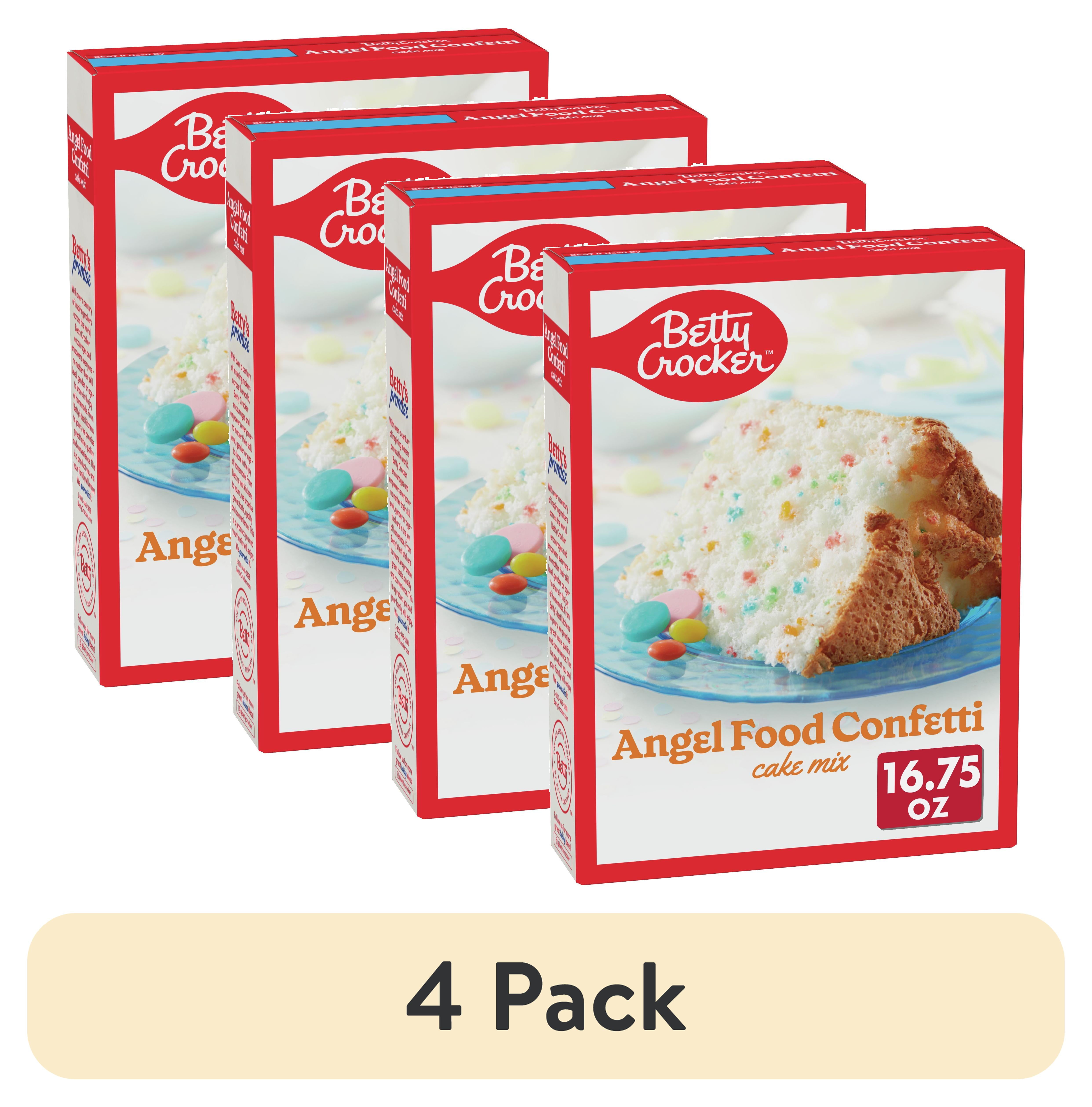 (4 pack) Betty Crocker Angel Food Confetti Cake Mix, 16.75 oz