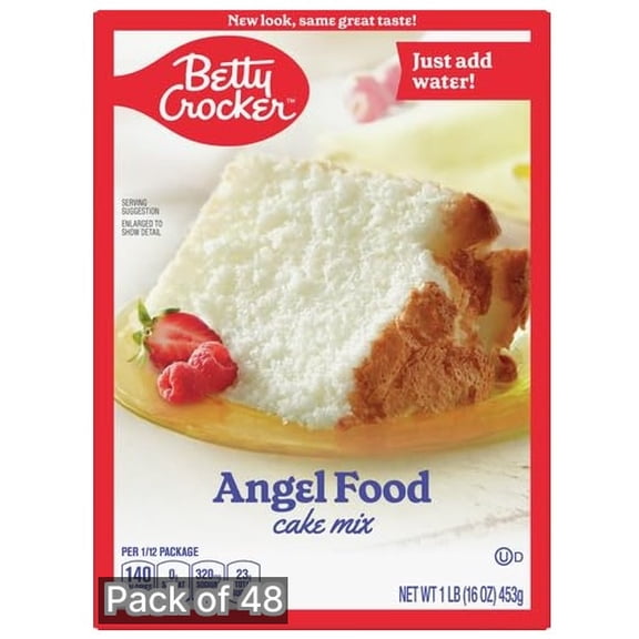 Betty Crocker Angel Food White Cake Mix, 16 oz Box (Pack of 48)