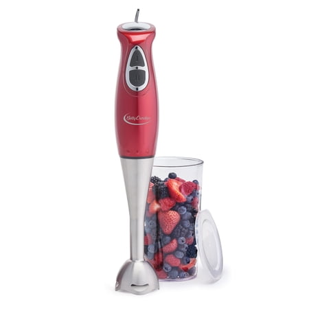 Betty Crocker BC-3302CMR Two Speed Hand Blender with Included Beaker, Red