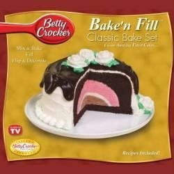 Betty Crocker Bake'n Fill 4-Piece Non-stick Bakeware Set with Dome Pan, Round Pan, and Base