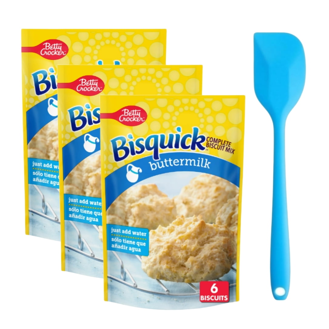 Betty Crocker Bisquick Buttermilk Biscuit Mix, 7.5 oz (3 pack) and 8in Silicone Spatula (Color Varies)