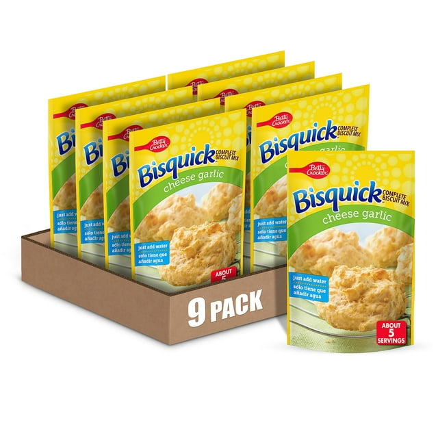 Betty Crocker Bisquick Complete Cheese Garlic Biscuit Mix, Just Add Water, 7.75 Oz. (Pack Of 9