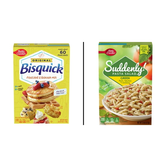 Betty Crocker Bisquick Pancake & Baking Mix 40 oz & Betty Crocker Suddenly Pasta Salad Greek 7.5 oz